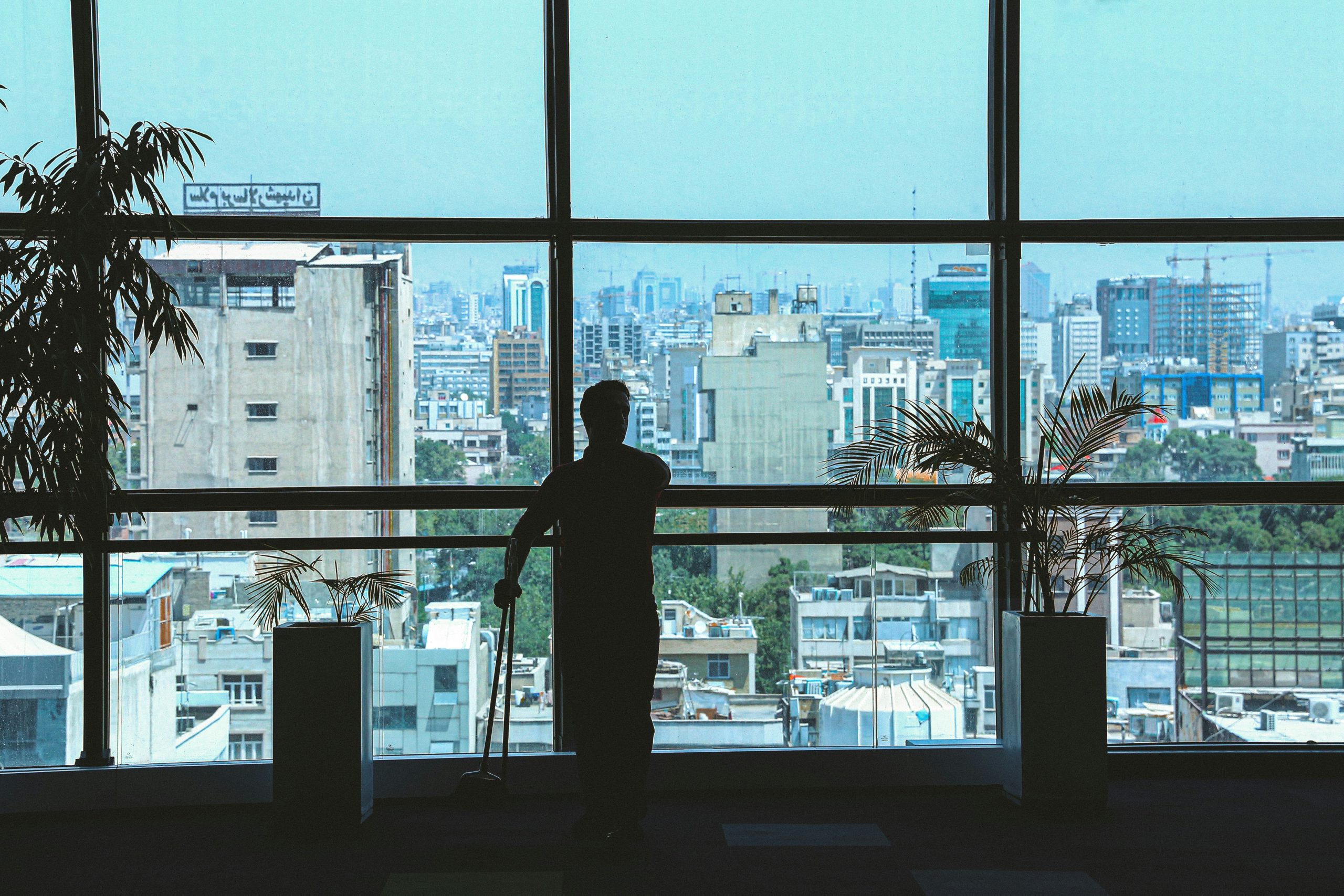 executive at window